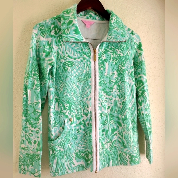 LILLY PULITZER Full Zip Bungle In The Jungle Print Leona Jacket Green - Picture 3 of 7
